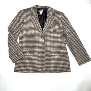 Pendleton Vintage Pink, Gray Plaid Tweed Wool Blazer 6